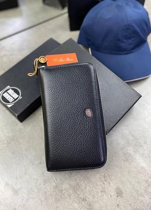 Черный кожаный бумажник на молнии loro piana k382