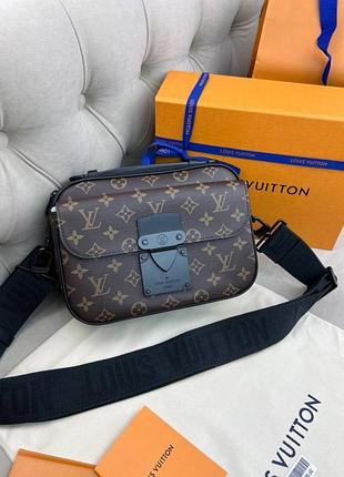 Сумка-месенджер коричнева louis vuitton s-lock monogram macassar c835