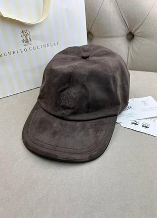 Кепка brunello cucinelli коричнева велюрова gu612