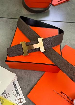 Ремень hermes двухсторонний коричневый с черным r150