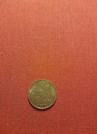 Турция 1 куруш 2018г.мустафа кемаль ататюрк (1-й президент турции), подснежник, нечастый