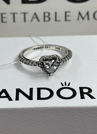 Кольцо pandora белое сердце бирка гарантия 30 дней s925 ale