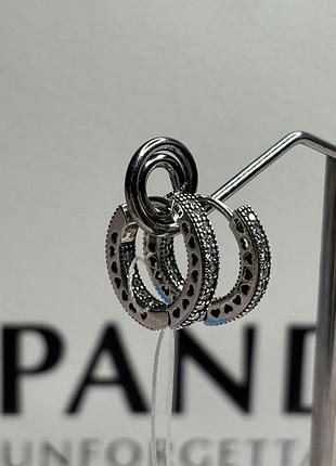 Серьги сердца pandora бирка гарантия 30 дней s925 ale