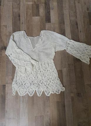 Кофта ажурная вязаная крючок ручная работа