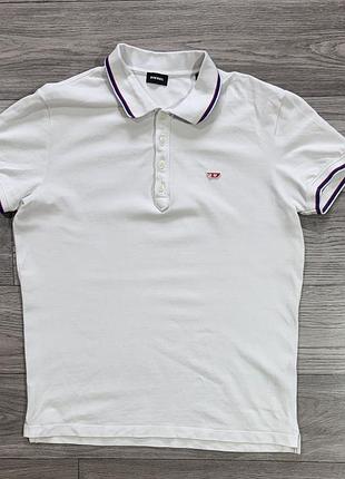 Біла базова поло футболка diesel