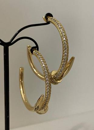 Брендові сережки в позолоті і з цирконами