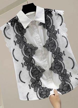 Эффектная, стильная блуза, италия, р. s/m,  m/l, наш 42-46, 44-48, белая с черным