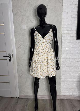 Сукня у квітковий принт плаття на запах asos, xl 50р