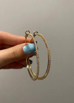 Сережки кільця в позолоті з камінцями