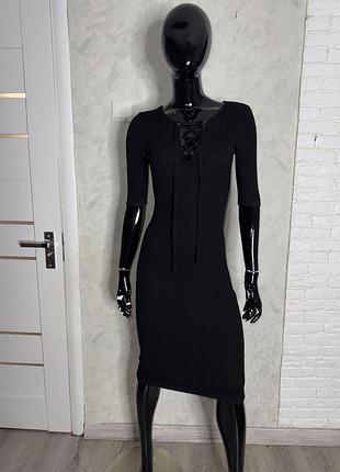 Трикотажна сукня в рубчик плаття по фігурі apricot , m