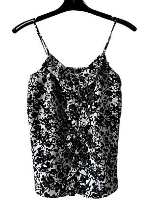 Топ на пуговицах черно-белый топ майка на тонких бретелях