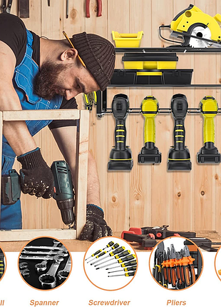 Органайзер полку для инструмента настенный металл на 2 уровня черный mzy-856 2,4kg 49см*20,40см*34см.о+