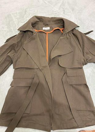 Плащ женский короткий, размер xs/ s/ m цвет хаки, украинского бренда pakhtusova