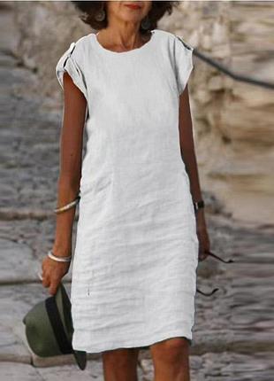 Вiнтажна літня жіноча повсякденна біла елегантна міді-сукна