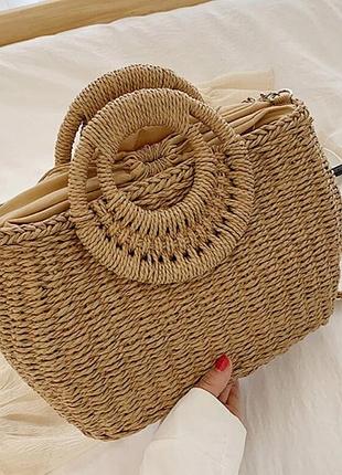 Стильная плетеная сумка 2022 соломенная сумка