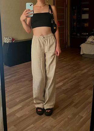 Брюки з льону, штани з льону, палаццо з льону