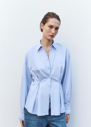 Сорочка-оксфорд з ґудзиками на поясі zara
