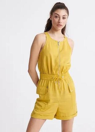 Горчичный комбинезон ромпер из лиоцелла superdry #4296