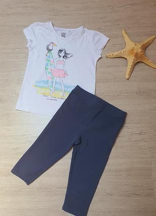 Летний набор: леггинсы короткие и футболка для девочки