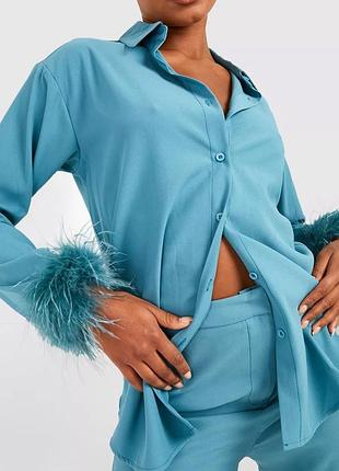 Висока сорочка з манжетою та пір’ям — boohoo розмір хс/с