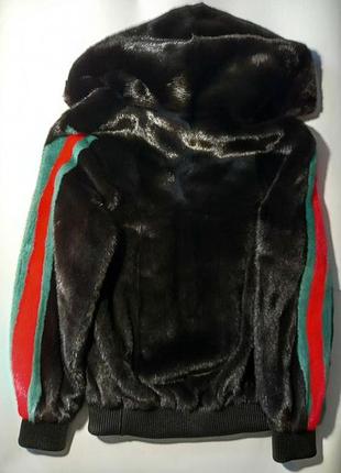 Норковая меховая брендовая шуба куртка, канадская nafa, в стиле gucci