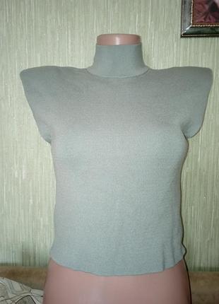 Кофточка укороченная трендовая с утолщенными подплечками🫒🫒🫒