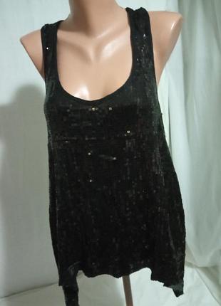 Нарядная брендовая майка-топ расшита пайетками р. 52