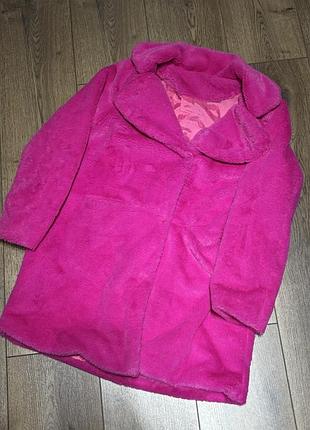 Еко шуба яскраво рожева