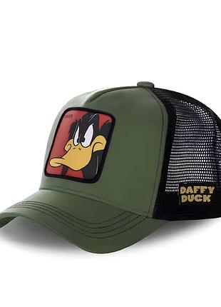 Кепка тракер логотип даффи дак (looney tunes) с сеточкой хаки, унисекс wuke one size