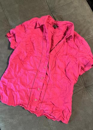 Сорочка льон малинового кольору