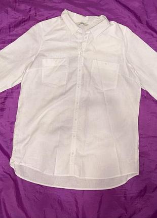 Жіноча біла сорочка льон та віскоза george 42
