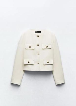 Жакет твідовий молочний zara s