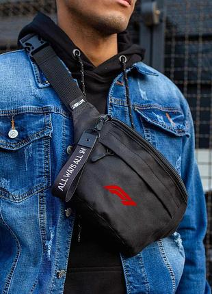 Мужская сумка бананка борсетка через плечо without с принтом f1red black