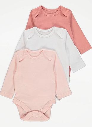 George комплект бодиков с длинным рукавом 3 шт боди color petal