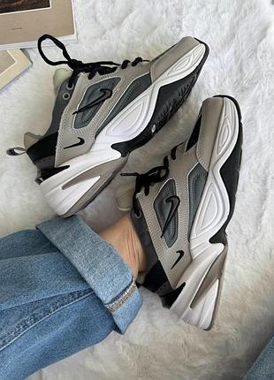 Кроссовки nike m2k tekno grey white black 4