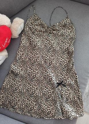 Нічна сорочка з розпіркою, шовкова, xs