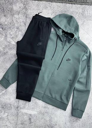 Чоловічий спортивний костюм колір оливка + чорний nike