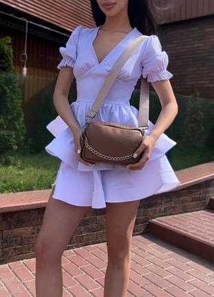 Жіноча сумка крос-боді з натуральної шкіри флотар (капучино)