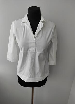 Базовая натуральная офисная школьная рубашка  38 р от h&m the feminine fit logg