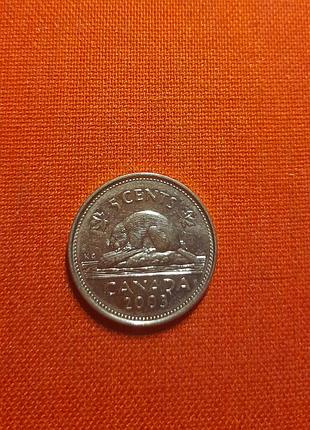 Канада 5 центов 2003г.старый профиль елизаветы ii , мон. двор: "p"-  оттава, бобер