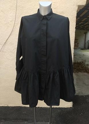Блуза чёрная рубашка zara большой размер