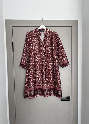 Бордова сукня в квіти китайський стиль італія nerodiamante made in italy