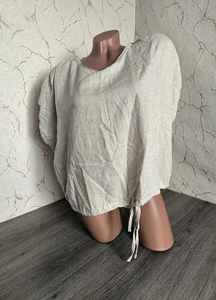 Блуза топ бежева віскоза/ льон