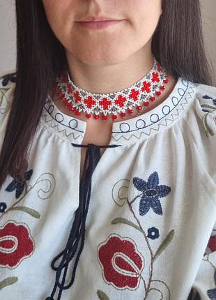 Силянка чокер з бісеру та кришталю