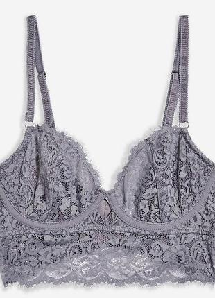 Бюстгальтер серый 75а из кружева topshop