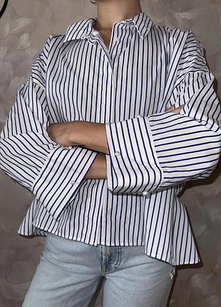 Оверсайз сорочка в смужку zara