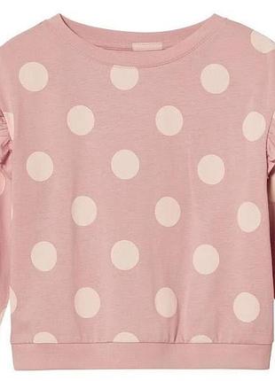 Реглан лонгслів на дівчинку lupilu бавовняний в горошок 110-116 см