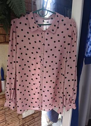 Женская рубашка блуза в горох с длинным рукавом, papaya, размер 54-56