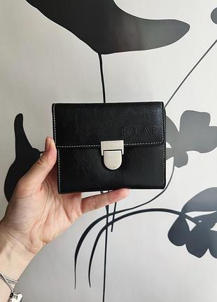 Шкіряний чорний гаманець polar на магніті