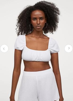 Базовый белый кроп топ h&amp;m